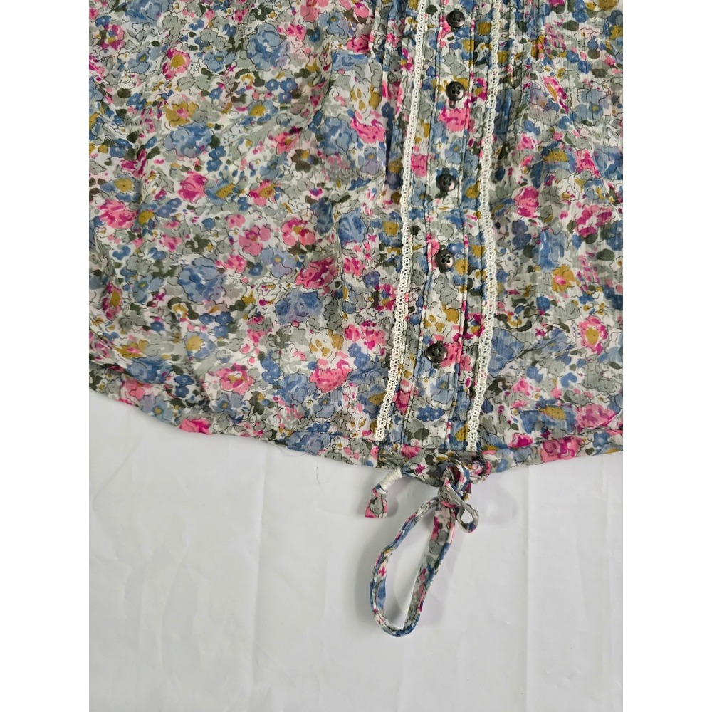 Garage Floral Cami Top Blue Pink Wildflower Lace Trim Button Front Small - Picture 4 of 14